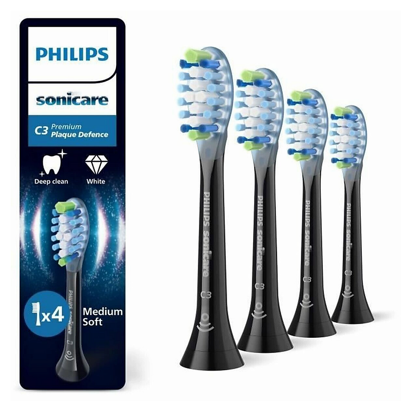 Изображение товара PHILIPS Насадки для зубной щетки Sonicare C3 Premium Plaque Defence White HX9044/87, 4 шт.