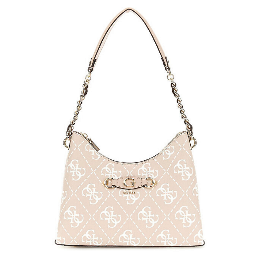 Изображение товара GUESS Сумка на плечо Izzy Top Zip, Цвет: бежевый, белый