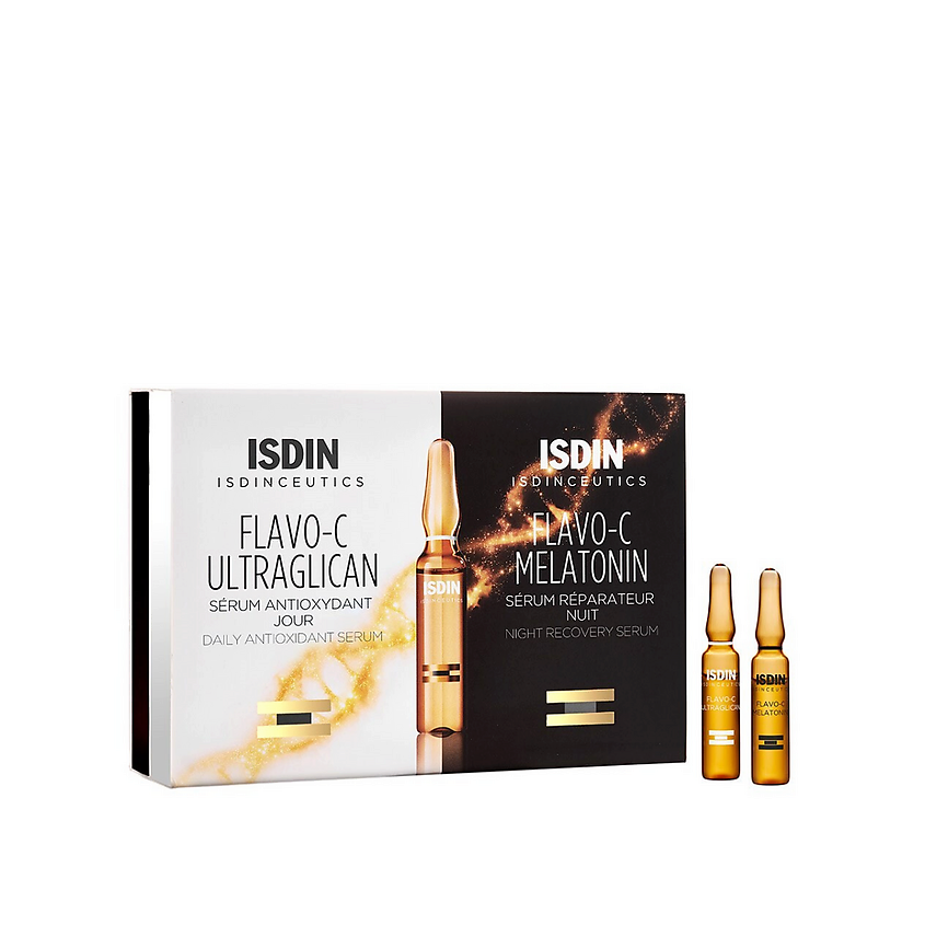Изображение товара ISDIN Антиоксидантные ампульные сыворотки Isdinceutics Flavo-C Melatonin + Ultraglican, 20*2 мл