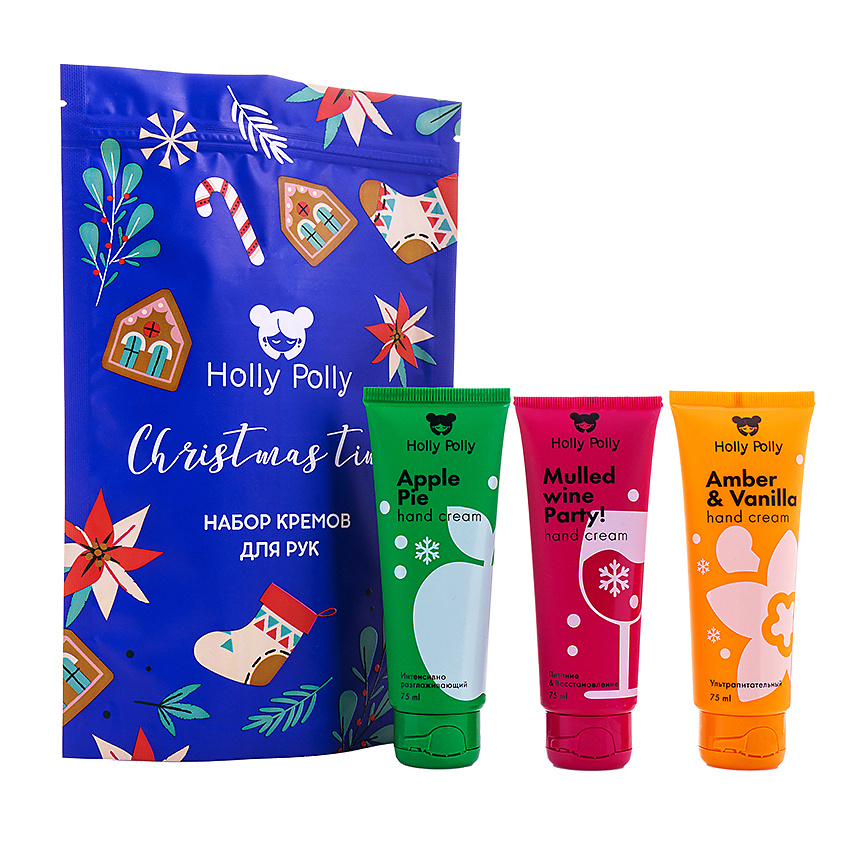 Изображение товара Набор новогодних кремов для рук HOLLY POLLY CHRISTMAS TIME 3 шт. Подарочный уход от сухости
