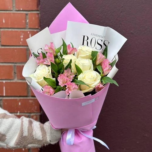 

FLOWER DANCE Белая Роза и альстромерия, Белая Роза и альстромерия