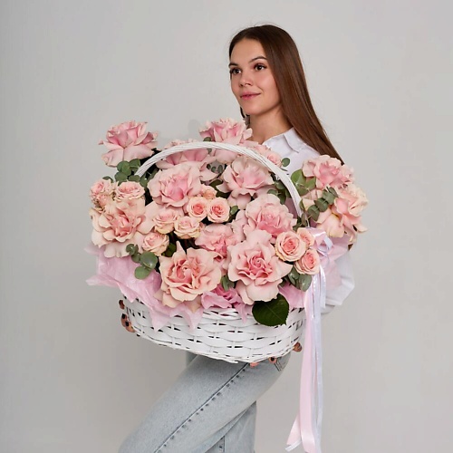 

FLOWER DANCE Корзина цветов с розами, Корзина цветов с розами