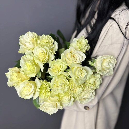 

FLOWER DANCE Белые розы 19 шт на ленте, Белые розы 19 шт на ленте