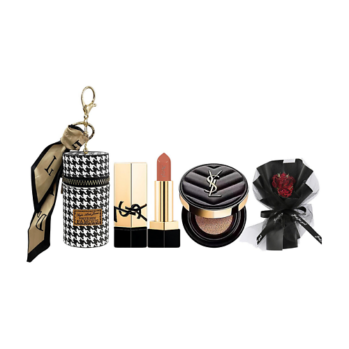 

YVES SAINT LAURENT Мини-кушон Le Cushion Encre de Peau + Футляр-брелок + Помада, Мини-кушон Le Cushion Encre de Peau + Футляр-брелок + Помада