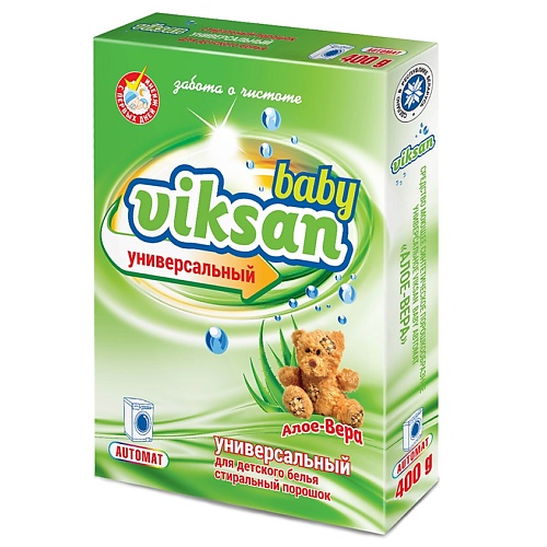 

AQUASAN Стиральный порошок"VIKSAN" baby универсальный "Алое вера" автомат 400, Стиральный порошок"VIKSAN" baby универсальный "Алое вера" автомат