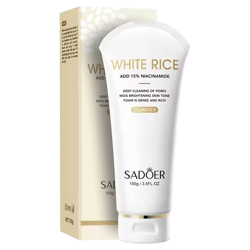 

SADOER Средство для умывания осветляющее с закваской белого риса и ниацинамидом 100, Средство для умывания осветляющее с закваской белого риса и ниацинамидом