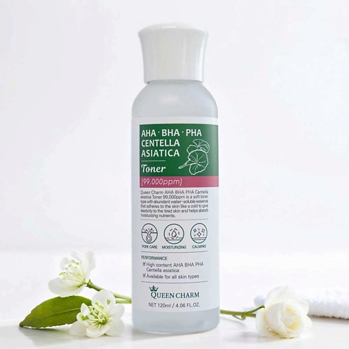 

QUEEN CHARM Тонер для лица с AHA,BHA,PHA кислотами и центеллой азиатской 120, Тонер для лица с AHA,BHA,PHA кислотами и центеллой азиатской