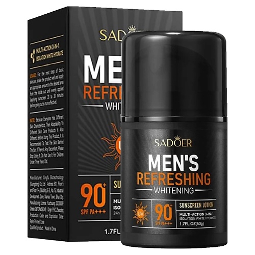 

SADOER Лосьон мужской освежающий и осветляющий SPF 90+ PA+++ 50, Лосьон мужской освежающий и осветляющий SPF 90+ PA+++
