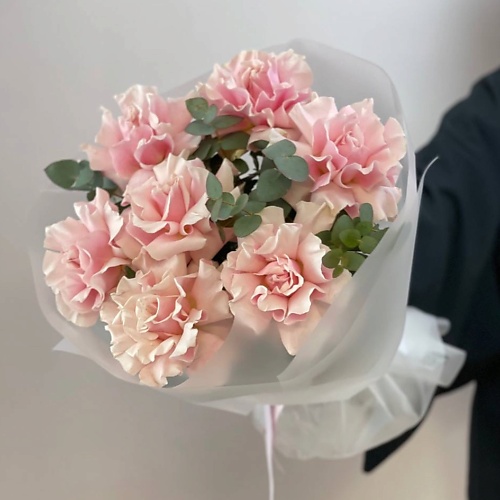 

MARIMAY Букет розовых французских роз с эвкалиптом, Букет розовых французских роз с эвкалиптом