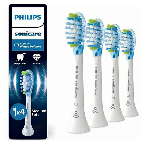 

PHILIPS Насадки для зубной щетки Sonicare C3 Premium Plaque Defence White HX9044/87, Насадки для зубной щетки Sonicare C3 Premium Plaque Defence White HX9044/87