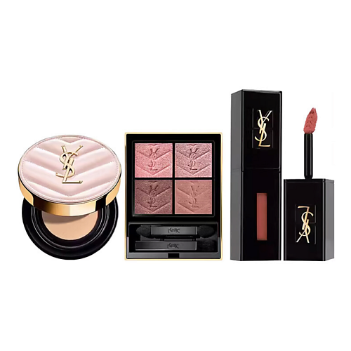 

YVES SAINT LAURENT Кушон Touche Eclat + Палетка Mini Couture Clutch + Vernis A Levres Vinyl, Кушон Touche Eclat + Палетка Mini Couture Clutch + Vernis A Levres Vinyl
