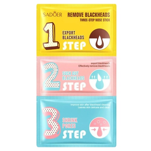 

SADOER Маска для носа от черных точек трехступенчатая 7, Маска для носа от черных точек трехступенчатая