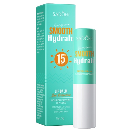 

SADOER Бальзам для губ увлажняющий и разглаживающий с защитой от солнца SPF15, Бальзам для губ увлажняющий и разглаживающий с защитой от солнца SPF15