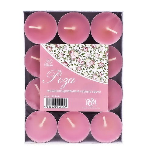 

РУССКАЯ СВЕЧНАЯ МАНУФАКТУРА Свечи чайные РОЗА 480, Свечи чайные РОЗА