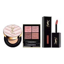 Кушон Touche Eclat + Палетка Mini Couture Clutch + Vernis A Levres Vinyl