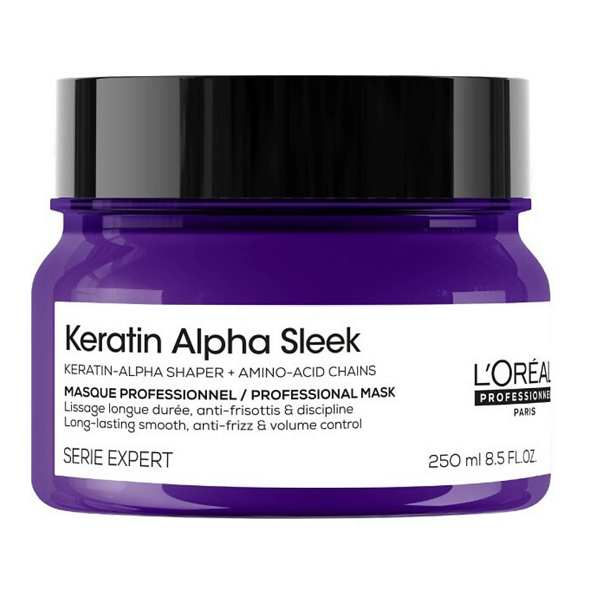 Изображение товара L'OREAL PROFESSIONNEL Маска для гладкости волос L'Oreal Professionnel Keratin Alpha Sleek, 250 мл