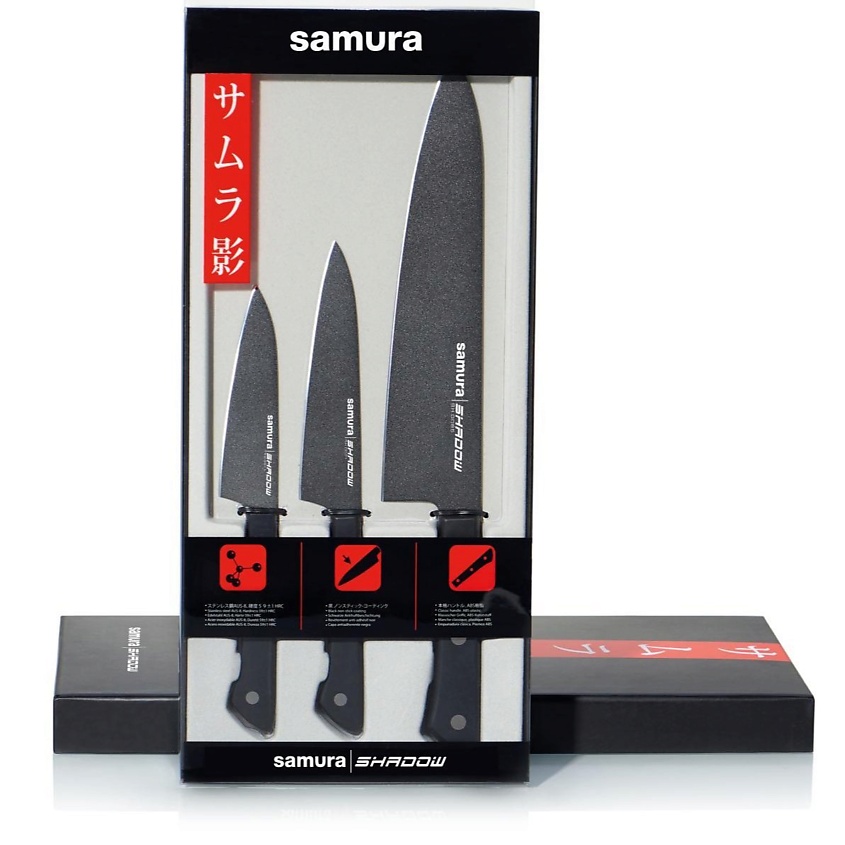 Изображение товара SAMURA Набор из 3 ножей "SHADOW" с покрытием Black-coating (11,23, 85), 1 шт.