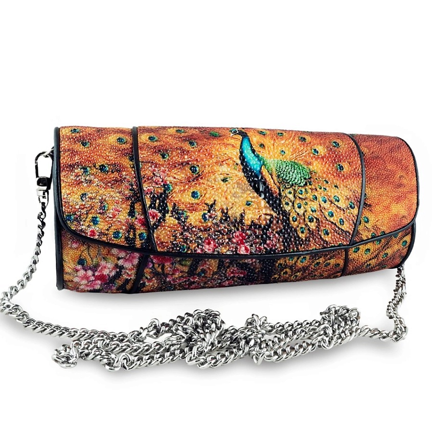 Изображение товара EXOTIC LEATHER GENUINE PREMIUM ACCESSORIES Оригинальная женская сумочка-клатч из кожи морского ската, цвет: Мультиколор, размер: 10,5х8х26 см