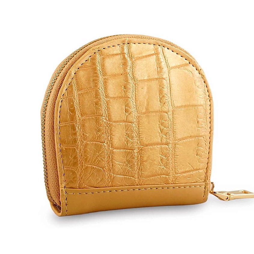 Изображение товара EXOTIC LEATHER GENUINE PREMIUM ACCESSORIES Эксклюзивная монетница на молнии из кожи крокодила, Желтый