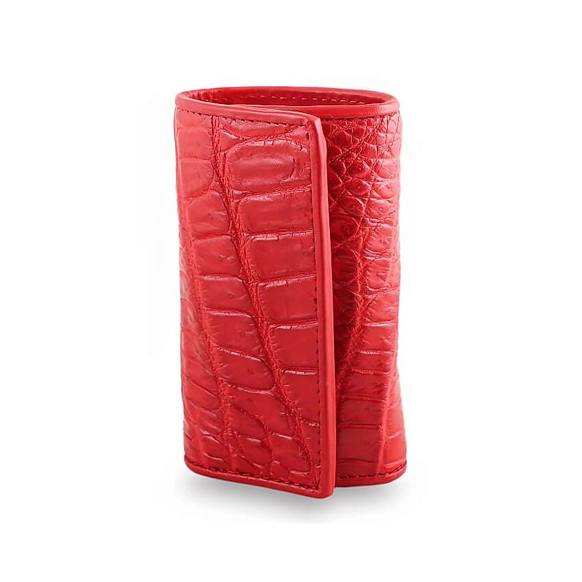 Изображение товара EXOTIC LEATHER GENUINE PREMIUM ACCESSORIES Небольшая стильная ключница из натуральной кожи крокодила, Красный