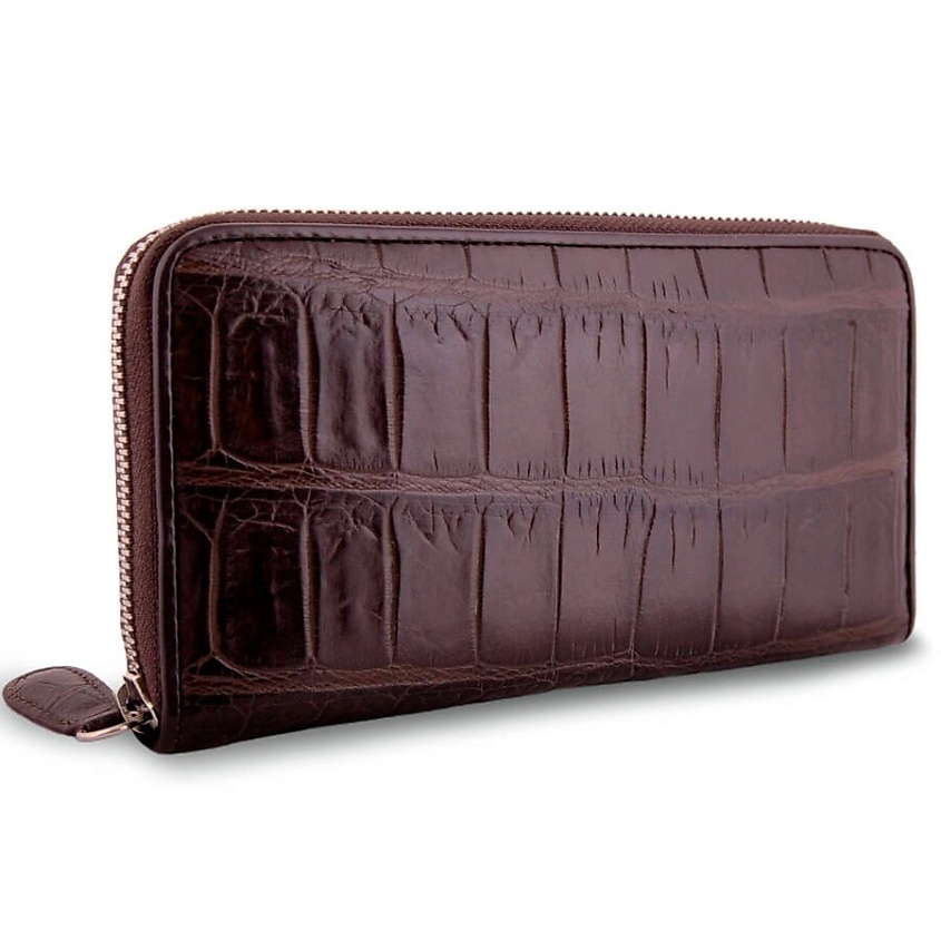 Изображение товара EXOTIC LEATHER GENUINE PREMIUM ACCESSORIES Портмоне из натуральной кожи с брюха сиамского крокодила, Шоколадный