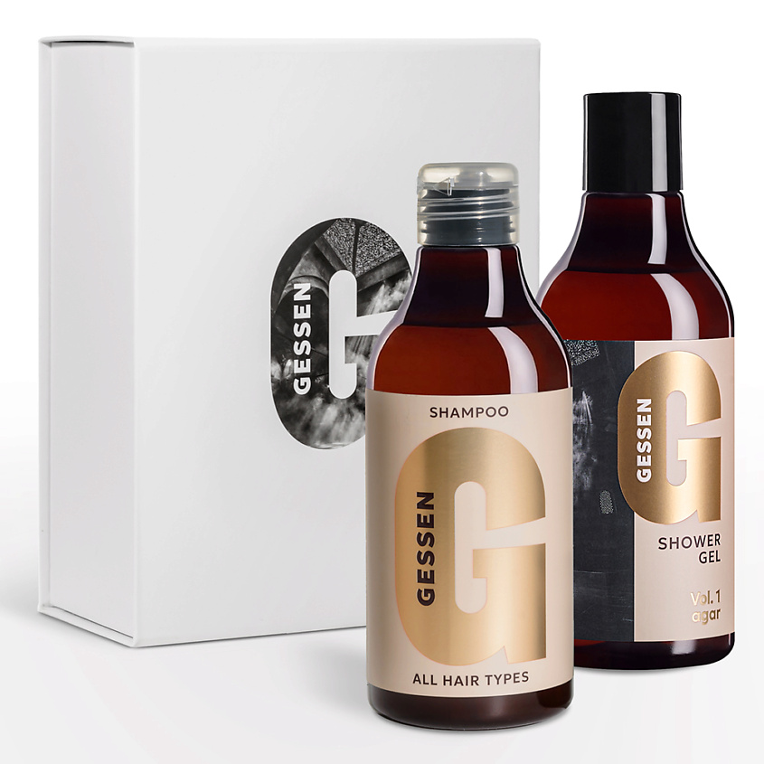Изображение товара GESSEN Набор Шампунь Gessen ALL hair types + Гель для душа парфюмированный Gessen Agar, 1 шт. Набор Agar