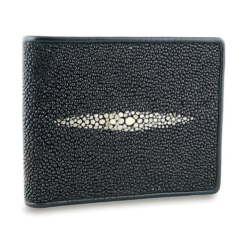 Изображение товара EXOTIC LEATHER GENUINE PREMIUM ACCESSORIES Лаконичный мужской кошелек из кожи морского ската, Черный