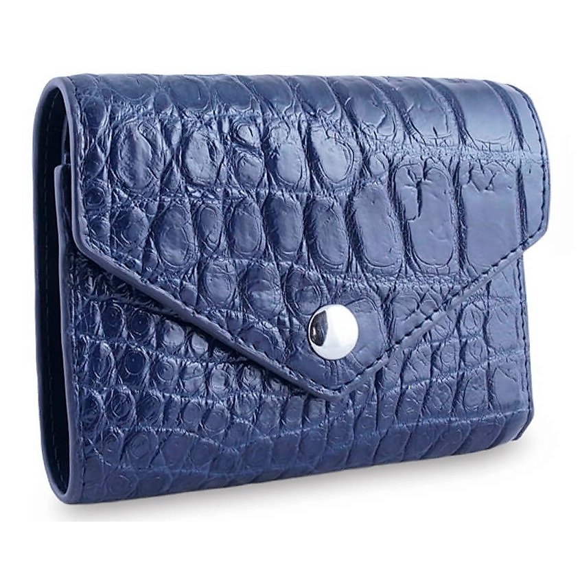 Изображение товара Кошелек EXOTIC LEATHER Крокодиловая кожа Конвертик с монетницей Синий