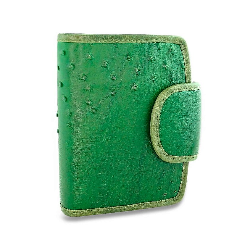 Изображение товара EXOTIC LEATHER GENUINE PREMIUM ACCESSORIES Зеленый кошелек с монетницей из кожи натуральной страуса, Зеленый