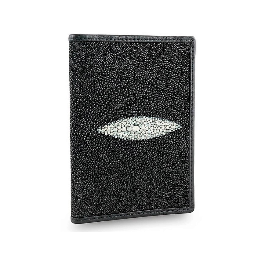 Изображение товара EXOTIC LEATHER GENUINE PREMIUM ACCESSORIES Стильная обложка для паспорта из мягкой кожи ската, Черный