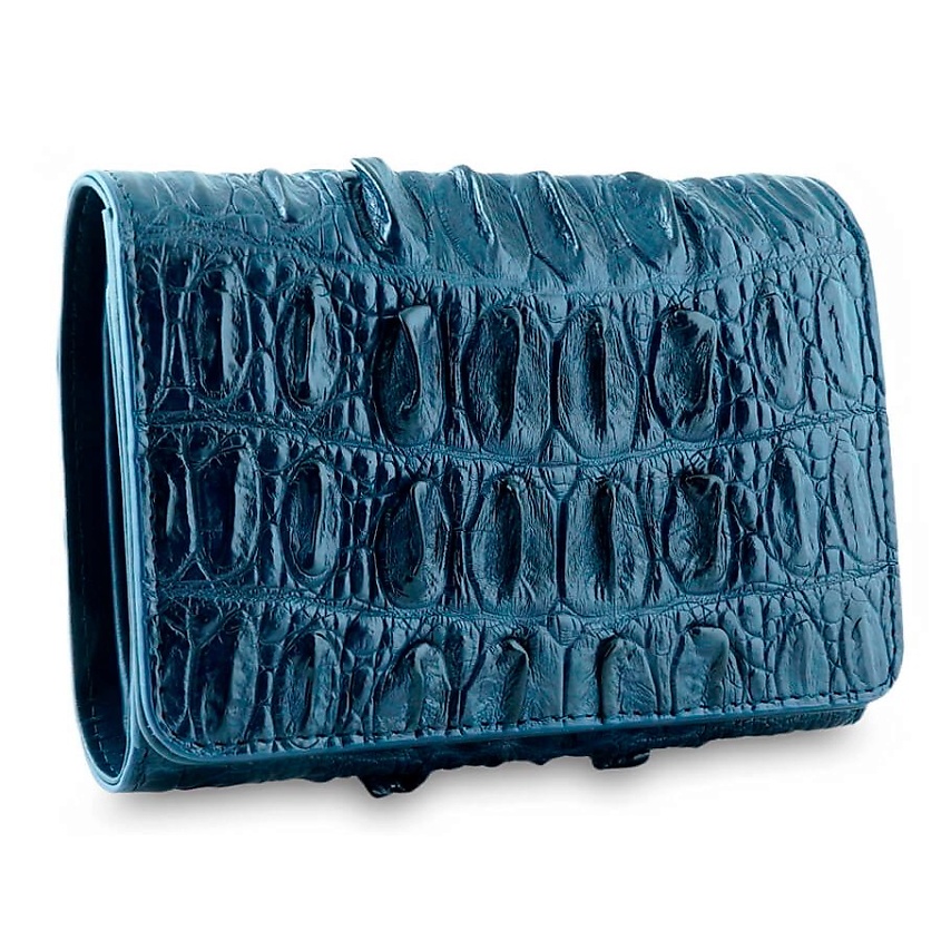 Изображение товара EXOTIC LEATHER GENUINE PREMIUM ACCESSORIES Престижный женский кошелек из настоящей кожи крокодила, Темно-синий