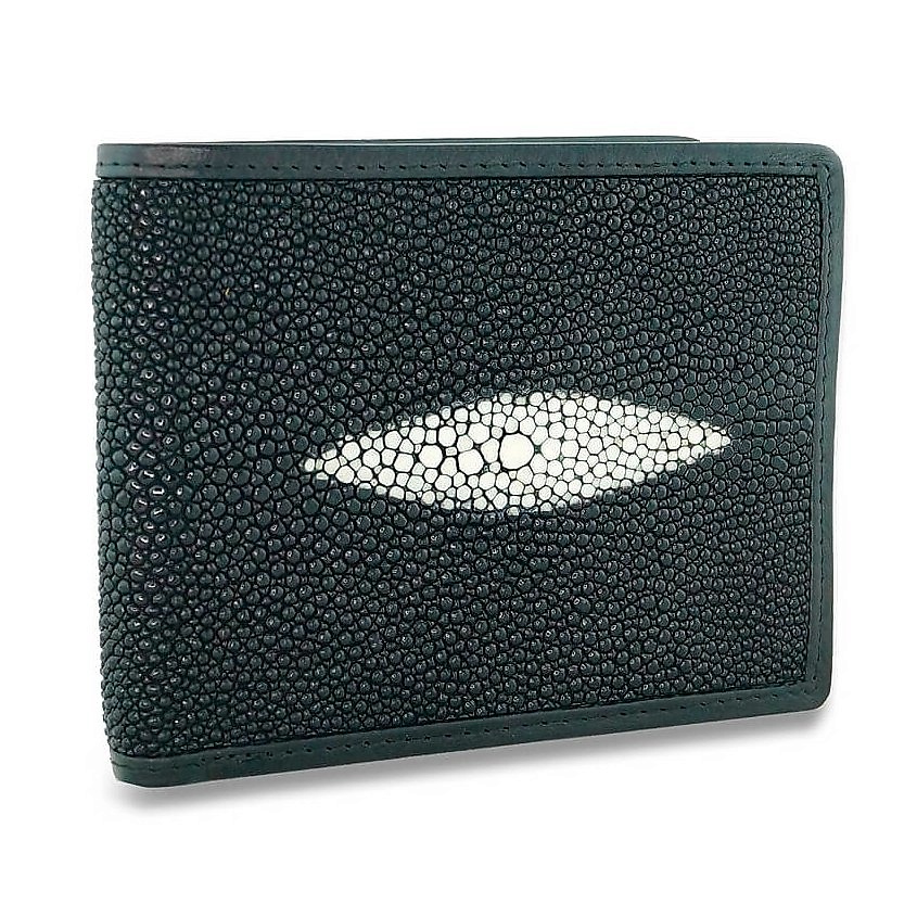 Изображение товара EXOTIC LEATHER GENUINE PREMIUM ACCESSORIES Стильный мужской кошелек из натуральной кожи ската, Черный