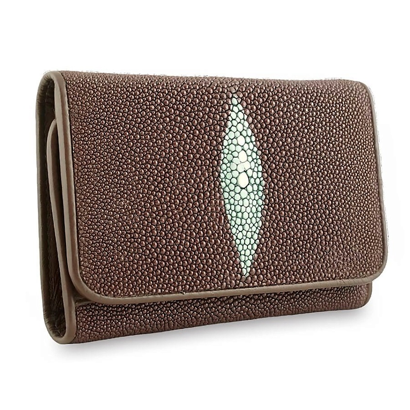 Изображение товара EXOTIC LEATHER GENUINE PREMIUM ACCESSORIES Небольшой женский бумажник из коричневой кожи ската, Коричневый Изображение товара EXOTIC LEATHER GENUINE PREMIUM ACCESSORIES Небольшой женский бумажник из коричневой кожи ската, Коричневый