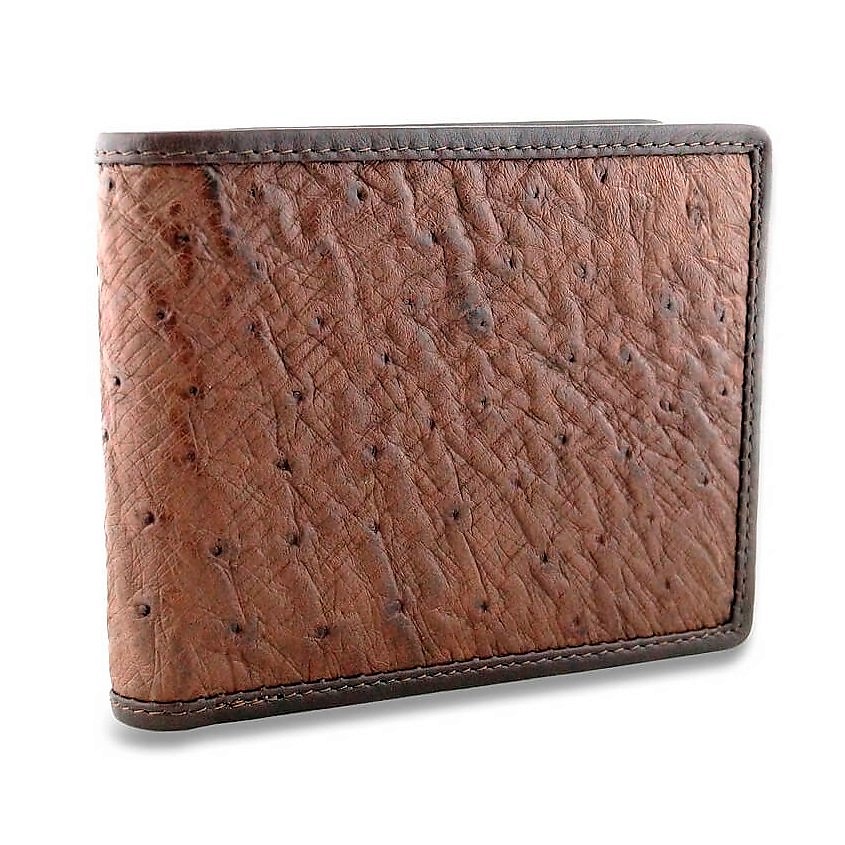 Изображение товара EXOTIC LEATHER GENUINE PREMIUM ACCESSORIES Мужской кошелек из настоящей страусовой кожи с монетницей, Коричневый