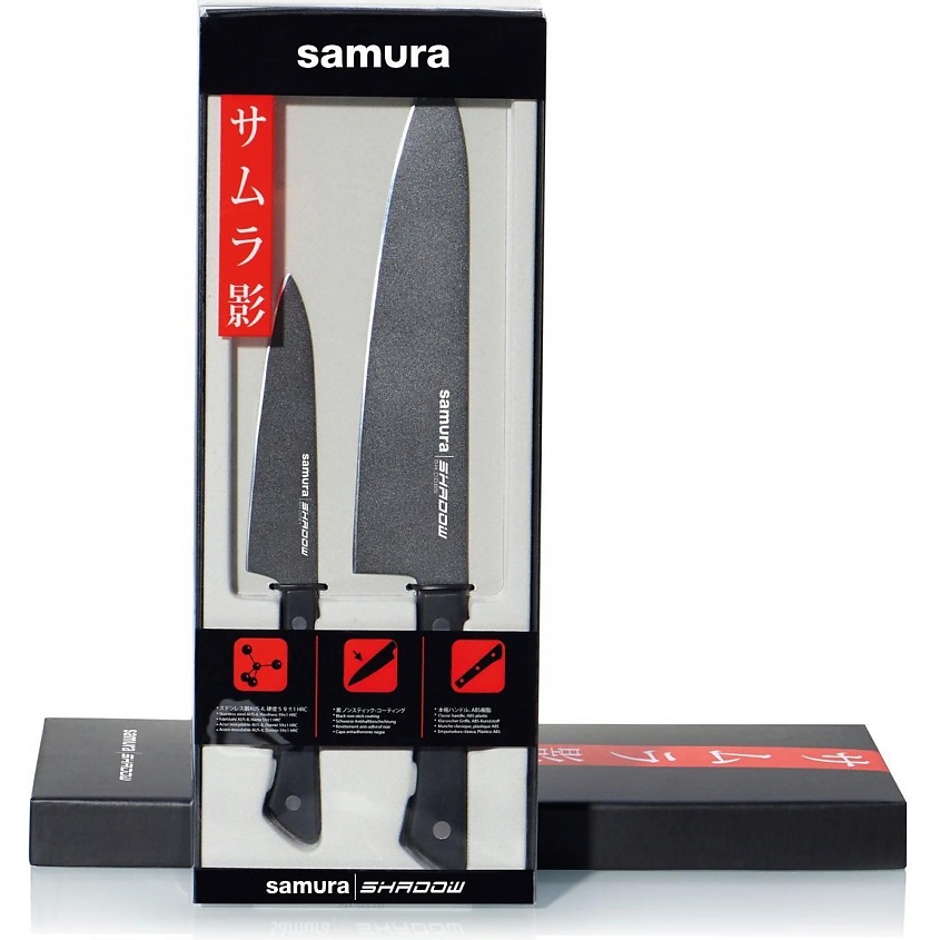 Изображение товара SAMURA Набор из 2 ножей "SHADOW" с покрытием Black-coating (21, 85), 1 шт.