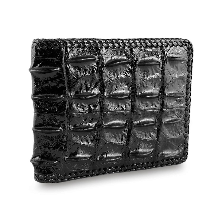 Изображение товара EXOTIC LEATHER GENUINE PREMIUM ACCESSORIES Кошелек из кожи крокодила с оплеткой, Черный