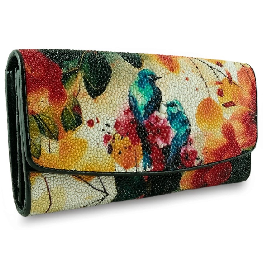 Изображение товара Кошелек EXOTIC LEATHER MPL580093 Женский натуральная кожа ската с птицами