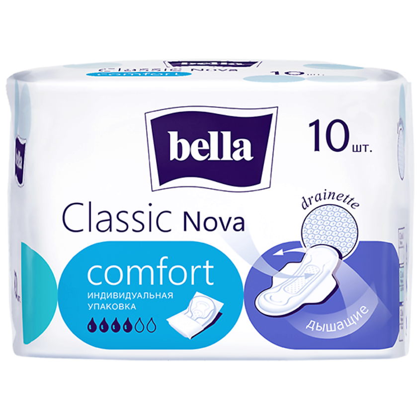 Изображение товара BELLA Прокладки Classic Nova comfort 10 шт. гигиенические для женщин и детей