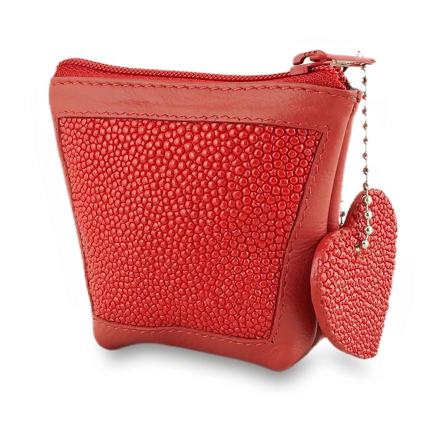 Изображение товара EXOTIC LEATHER GENUINE PREMIUM ACCESSORIES Монетница на молнии с кожей ската, Красный