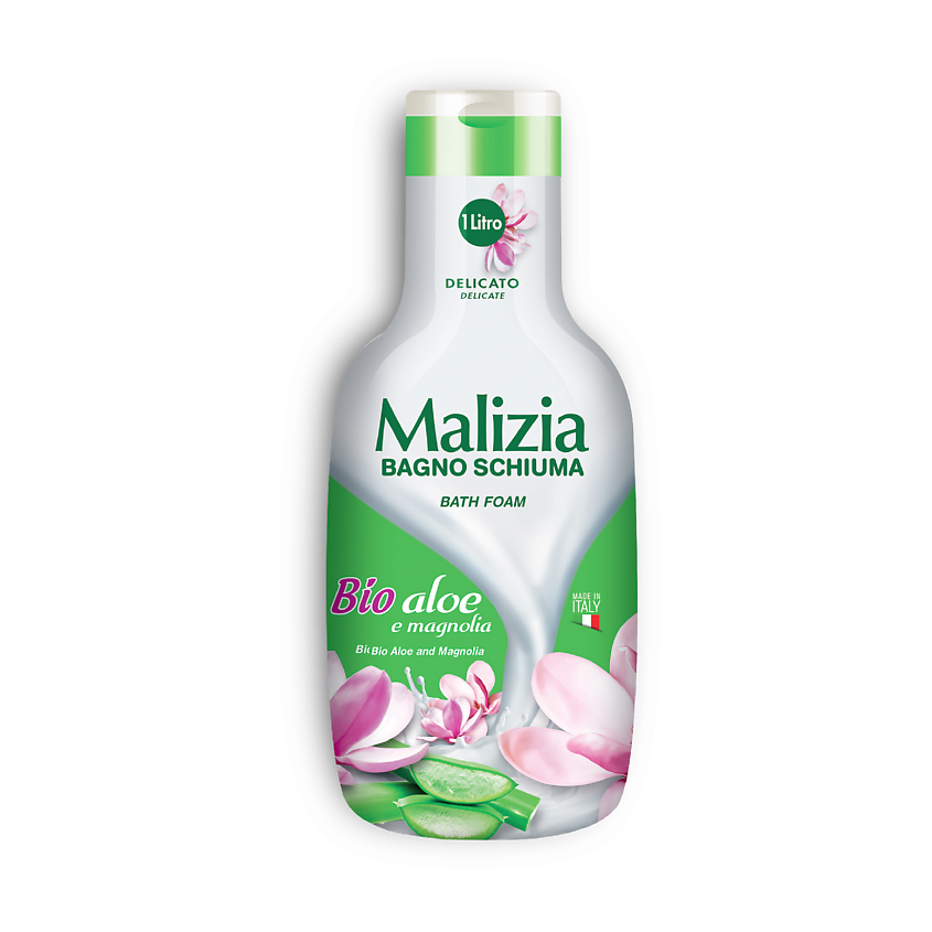 Изображение товара МАЛИЗИЯ Пена для ванны Aloe and Magnolia 1000 мл натуральный уход для кожи и ароматерапия