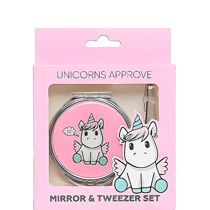 Изображение товара UNICORNS APPROVE Подарочный набор: зеркальце + щипчики для бровей, 2 предмета