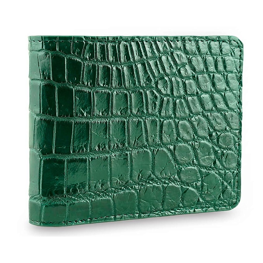 Изображение товара EXOTIC LEATHER GENUINE PREMIUM ACCESSORIES Мужской кошелек из натуральной кожи крокодила с брюха, Темно-зеленый