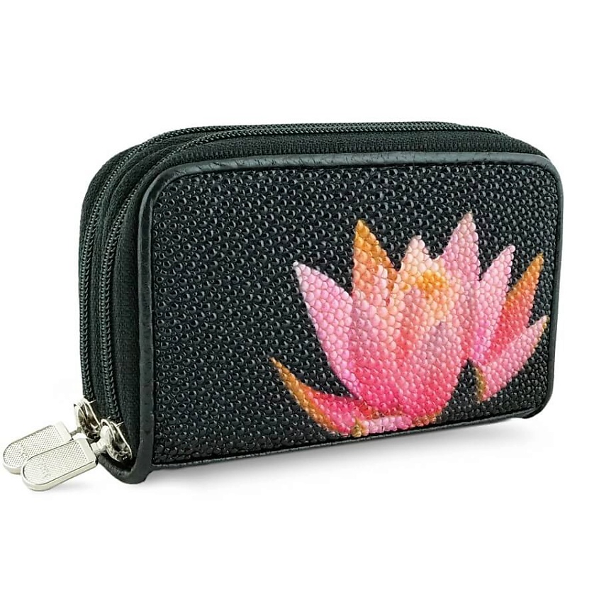 Изображение товара EXOTIC LEATHER GENUINE PREMIUM ACCESSORIES Кожаная визитница с отделом для ключей из кожи ската, Черный