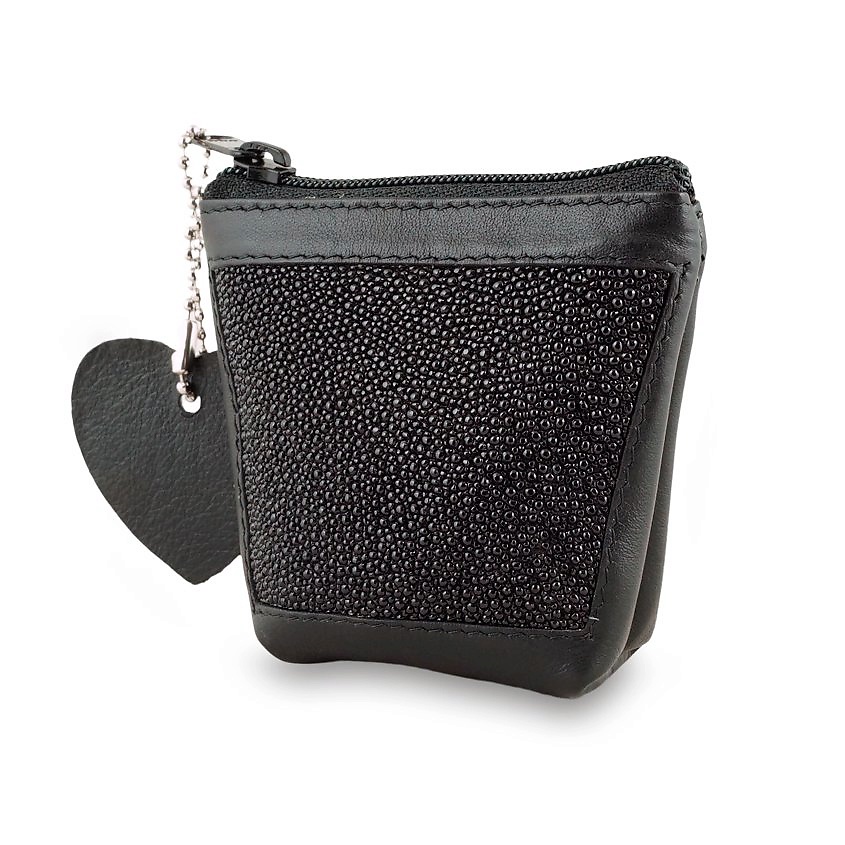 Изображение товара EXOTIC LEATHER GENUINE PREMIUM ACCESSORIES Компактная монетница из кожи ската, Черный