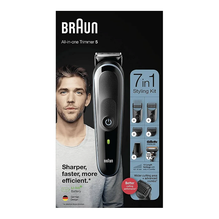 Изображение товара BRAUN Триммер универсальный MGK5345 7 в 1 + Бритва Gillette, Цвет: Черный