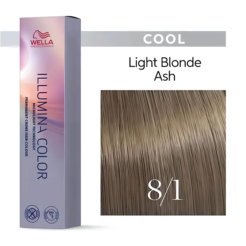 Изображение товара WELLA PROFESSIONALS Illumina Color 8/1 светлый блонд пепельный Изображение товара WELLA PROFESSIONALS Illumina Color 8/1 светлый блонд пепельный