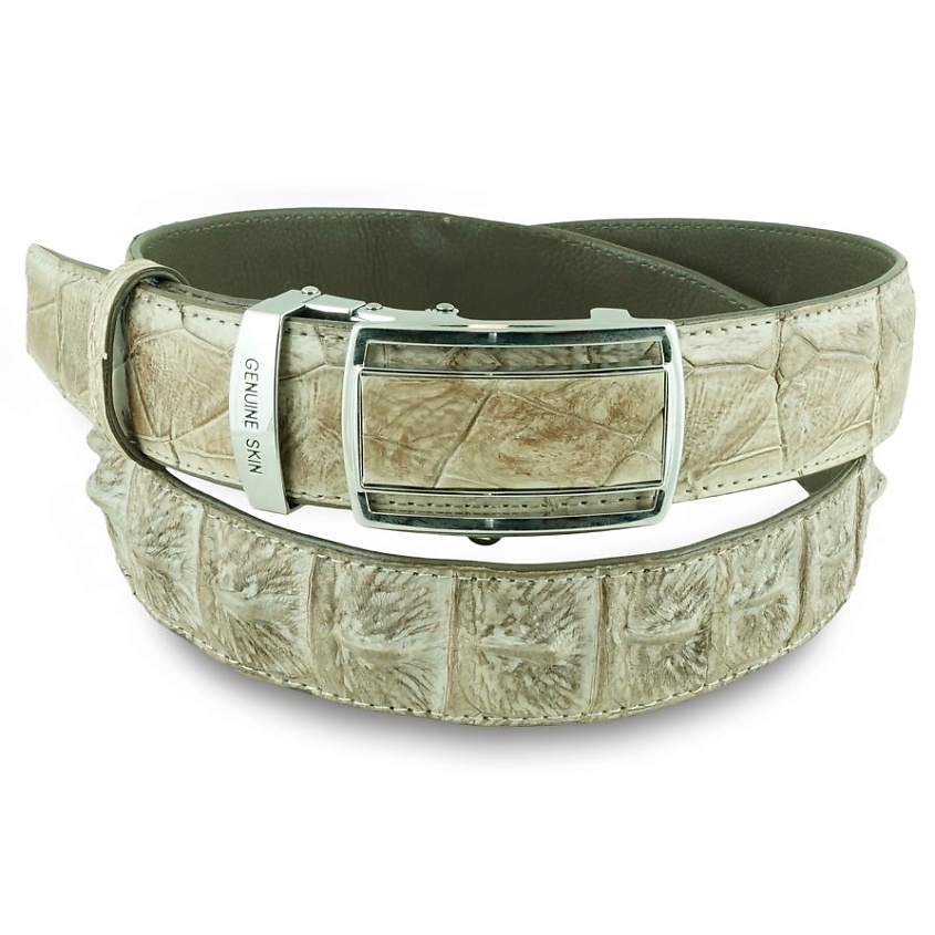Изображение товара Ремень EXOTIC LEATHER Мужской крокодиловая кожа Автоматическая пряжка Хаки 120x3,7 см