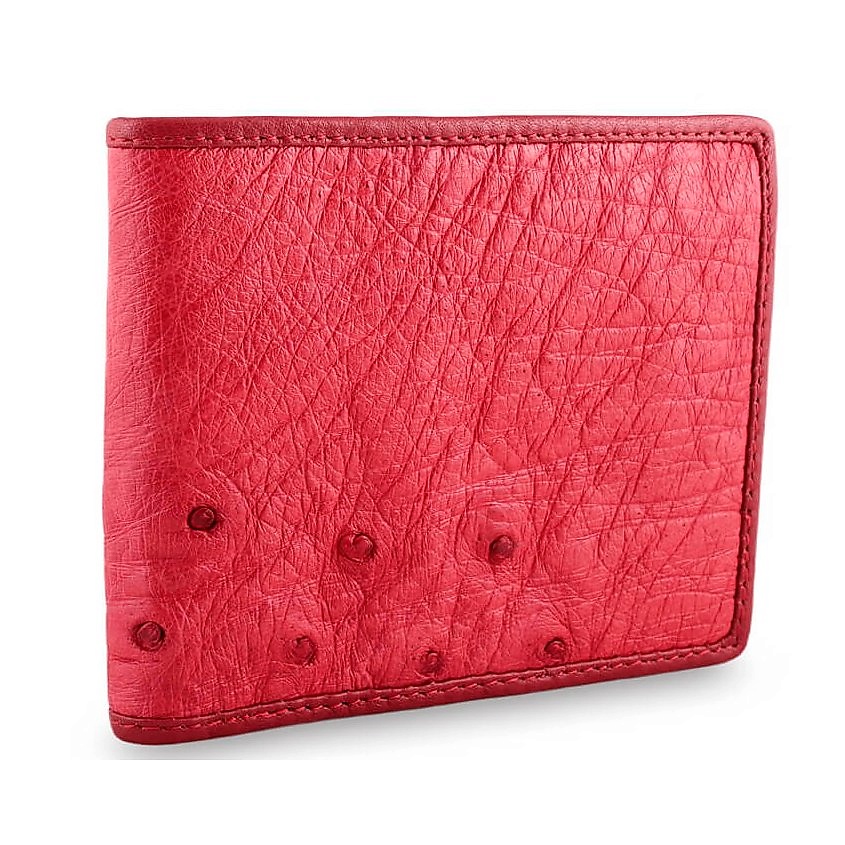 Изображение товара EXOTIC LEATHER GENUINE PREMIUM ACCESSORIES Красный мужской кошелек с монетницей из кожи страуса, Красный