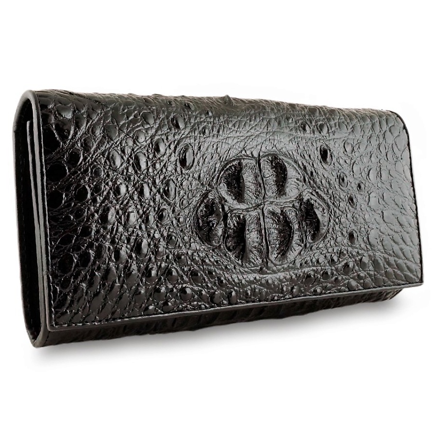 Изображение товара EXOTIC LEATHER GENUINE PREMIUM ACCESSORIES Женское портмоне с монетницей из кожи крокодила, Черный