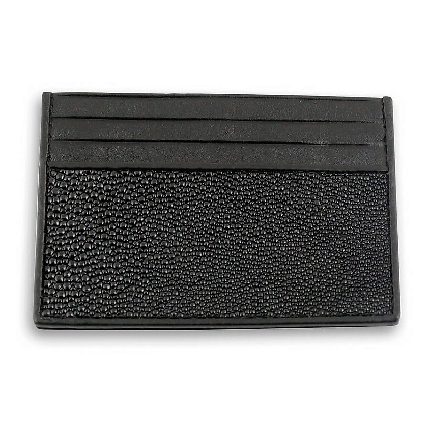 Изображение товара EXOTIC LEATHER GENUINE PREMIUM ACCESSORIES Кожаный картхолдер для пластиковых карт с кожей ската, Черный